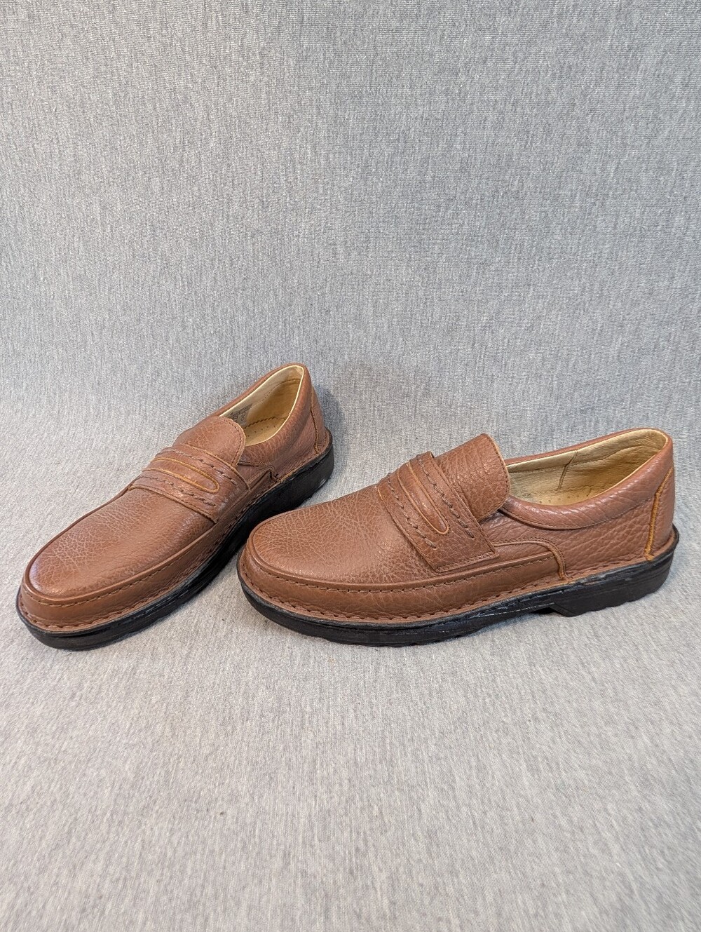 Hush Puppies Euro-Fit Leather Loafers Men's 40 Brown Slip On